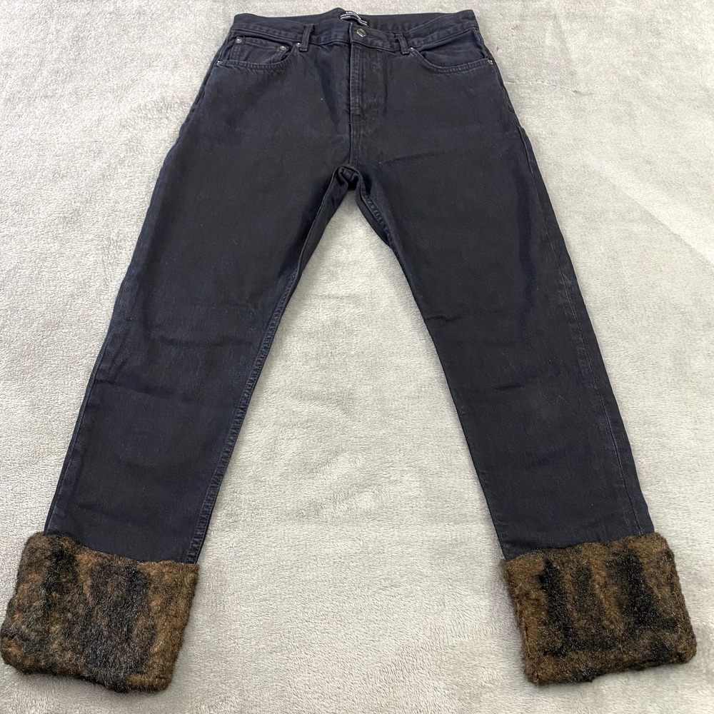 Zara Woman Jeans Womens Size USA 4 Black Premium Denim Collection Faux Hem
